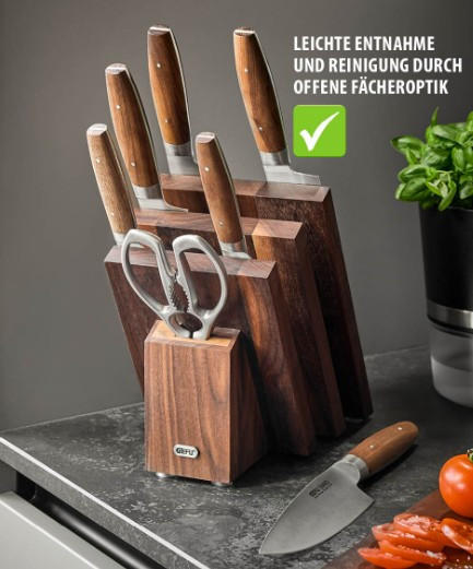 MESSERBLOCK ENNO  - Braun, Design, Holz (16,5/21,5/22,5cm) - Gefu
