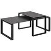 COUCHTISCHSET in Metall, Glas 115/55/45 cm  - Schwarz, Trend, Glas/Metall (115/55/45cm) - MID.YOU