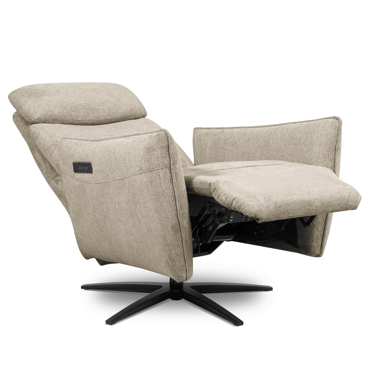 RELAXSESSEL in Textil Taupe  - Taupe/Schwarz, Design, Textil/Metall (77/107/88cm) - Livetastic