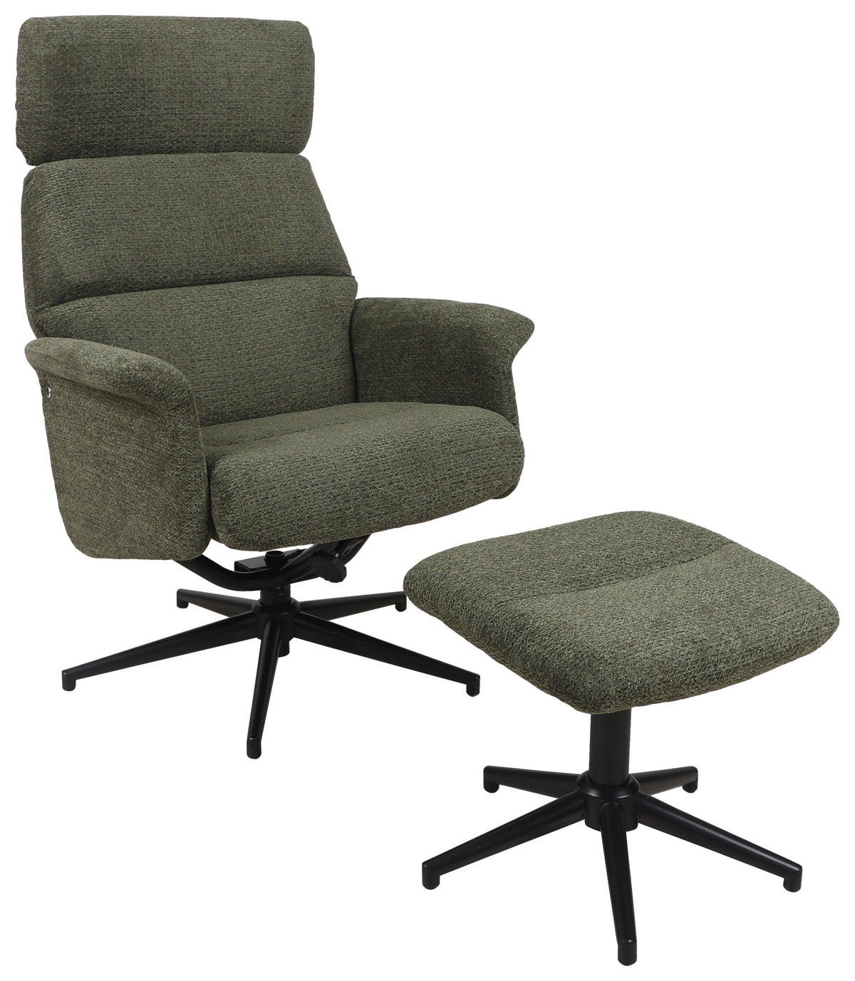 RELAXFÅTÖLJ SET i vävt tyg grön  - grön/svart, Design, metall/textil (74/106-96/72-101cm) - Carryhome
