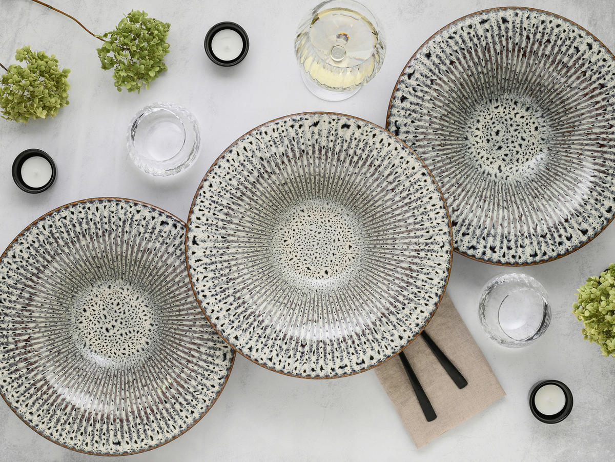 GOURMETTELLER Allegra Magic Sand    - Sandfarben/Schwarz, Basics, Keramik (30,5/6,5cm) - Creatable