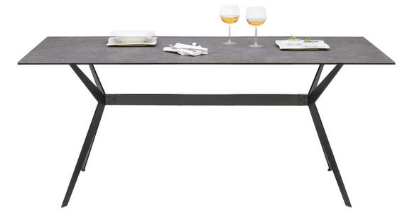ESSTISCH in Metall, Keramik 180/90/75 cm - Schwarz/Grau, Design, Keramik/Metall (180/90/75cm) - Hom`in