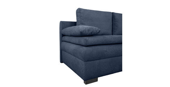 SCHLAFSOFA Struktur Dunkelblau Rückenkissen, Armlehnenkissen, Bettkasten, Schlaffunktion, Rücken echt  - Schwarz/Dunkelblau, KONVENTIONELL, Kunststoff/Textil (195/93/83cm) - Carryhome