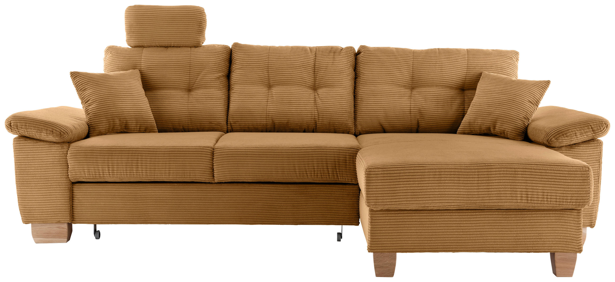 ECKSOFA in Cord Goldfarben  - Goldfarben/Naturfarben, MODERN, Holz/Textil (270/176cm) - Livetastic
