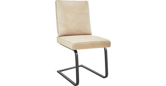 SCHWINGSTUHL  in Stahl Mikrofaser  - Beige/Schwarz, Design, Textil/Metall (46/92/60cm) - Dieter Knoll