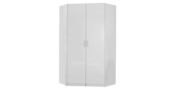 ECKSCHRANK 117/197/117 cm Weiß, Weiß Hochglanz  - Weiß Hochglanz/Alufarben, Design, Holzwerkstoff/Kunststoff (117/197/117cm) - Carryhome