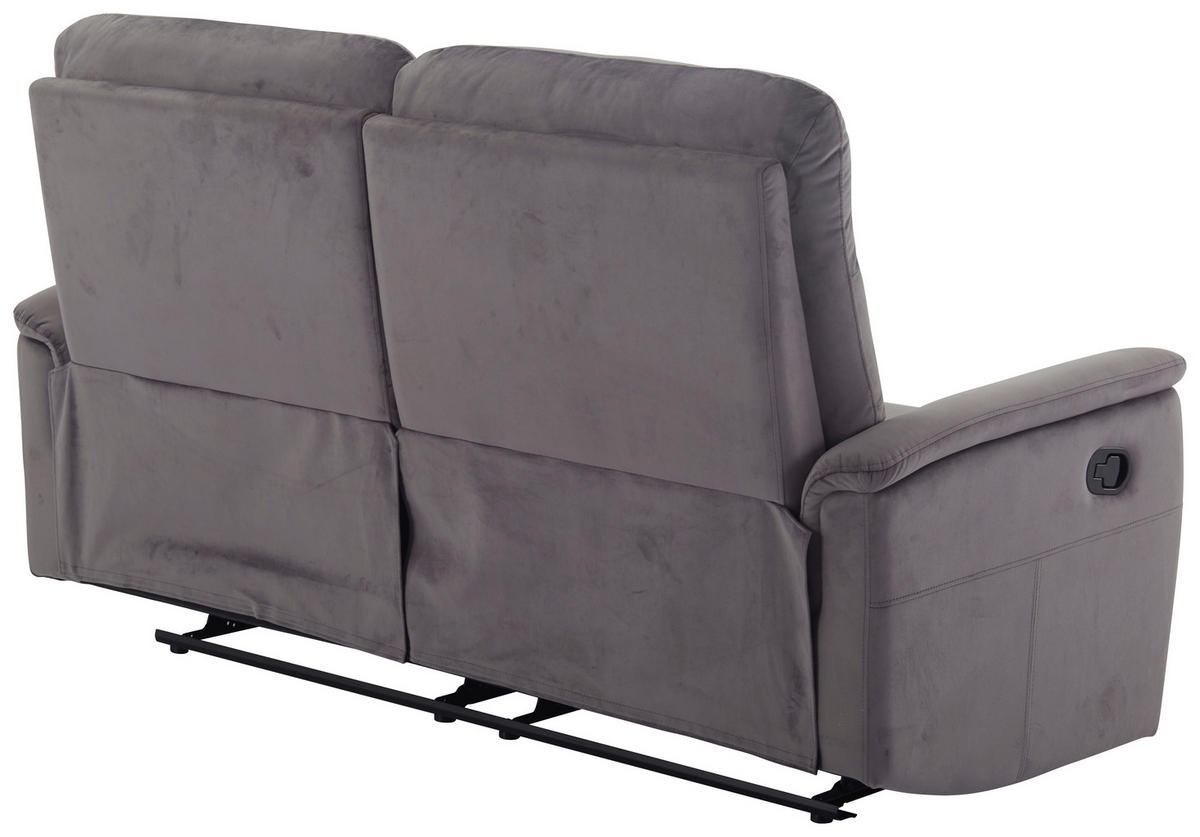 SITZGARNITUR Velours Grau  - Schwarz/Grau, KONVENTIONELL, Textil/Metall - P & B