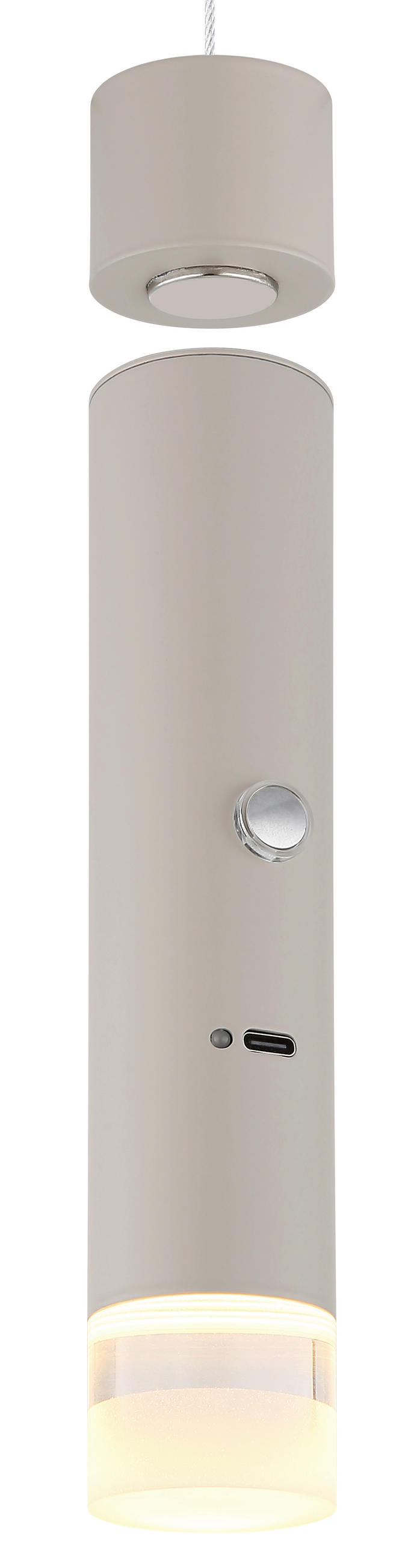 AKKU-LED-HÄNGELEUCHTE Nowa 3,8/120 cm   - Sandfarben/Klar, Basics, Kunststoff/Metall (3,8/120cm) - Novel