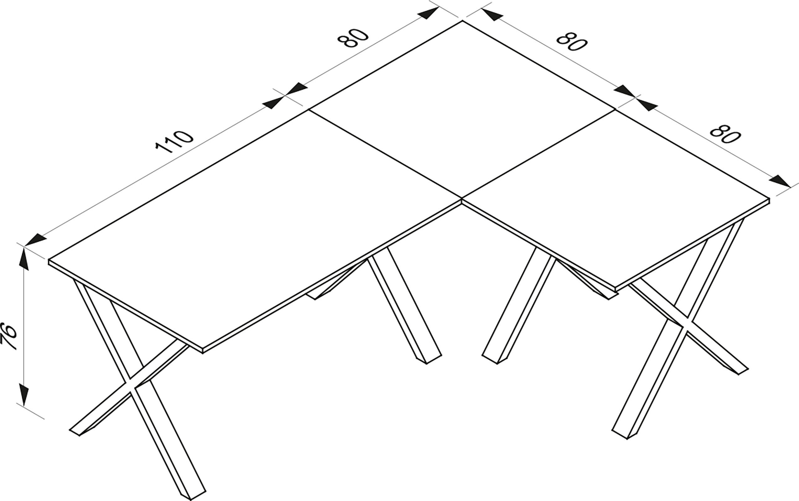ECKSCHREIBTISCH 190/160/76 cm  in Anthrazit, Silberfarben  - Anthrazit/Silberfarben, Design, Holzwerkstoff/Metall (190/160/76cm) - MID.YOU