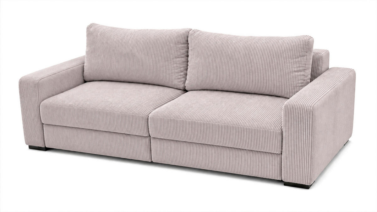 3-SITZER-SOFA Cord Cappuccino  - Schwarz/Cappuccino, Basics, Holz/Textil (250/90/110cm) - MID.YOU