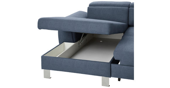 WOHNLANDSCHAFT inkl.Funktionen Blau Webstoff  - Blau/Silberfarben, Design, Textil/Metall (168/320/226cm) - Xora