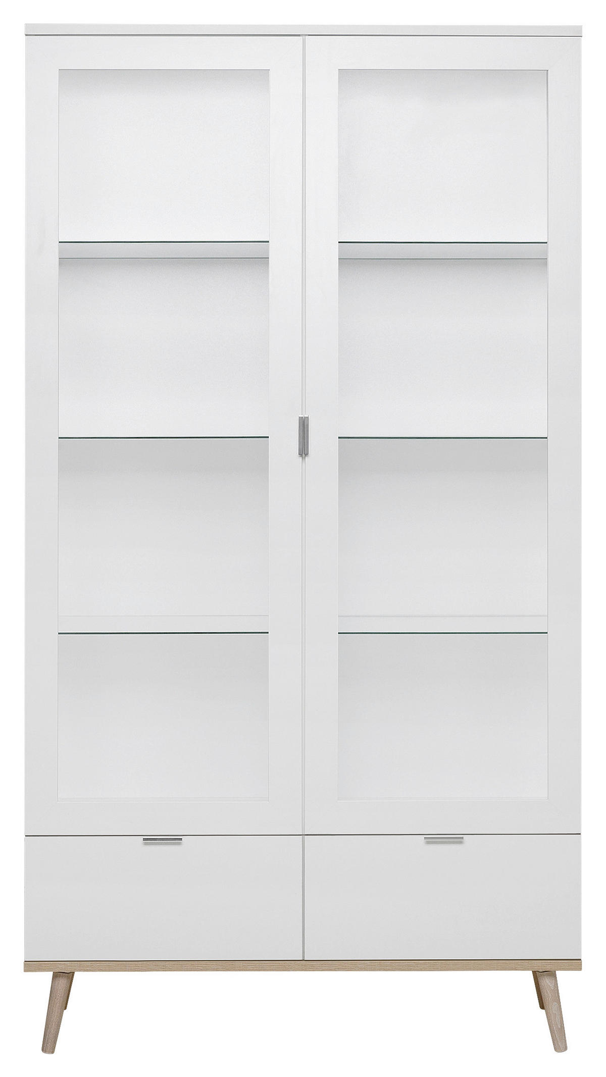 VITRIN fehér, tölgyfa  - alumínium színű/tölgyfa, Konventionell, faalapú anyag/Üveg (100/185/40cm) - MID.YOU