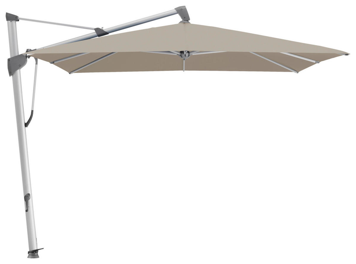 AMPELSCHIRM 300 cm Graubraun  - Graubraun/Alufarben, Textil/Metall (300/300cm) - Glatz