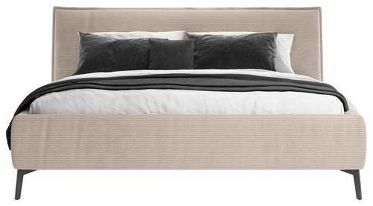 POLSTERBETT gepolstertes Kopfteil 180/200 cm  in Taupe  - Taupe/Schwarz, Design, Textil/Metall (180/200cm) - Lomoco