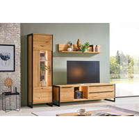 WOHNWAND  in Schwarz, Eichefarben  255/201/50 cm  - Eichefarben/Eschefarben, Natur, Glas/Holz (255/201/50cm) - Linea Natura