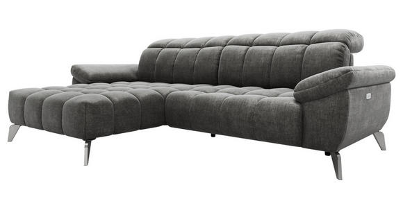 ECKSOFA inkl. Funktionen Dunkelgrau Chenille  - Dunkelgrau/Silberfarben, Design, Textil/Metall (105-178/266cm) - Xora