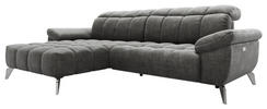 ECKSOFA inkl. Funktionen Dunkelgrau Chenille  - Dunkelgrau/Silberfarben, Design, Textil/Metall (105-178/266cm) - Xora