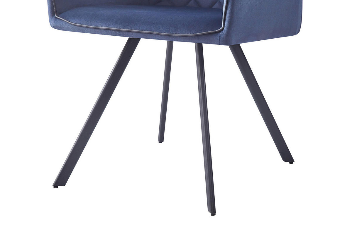 ARMLEHNSTUHL  in Samt  - Dunkelblau/Grau, MODERN, Textil/Metall (58/85/64,5cm) - Kayoom