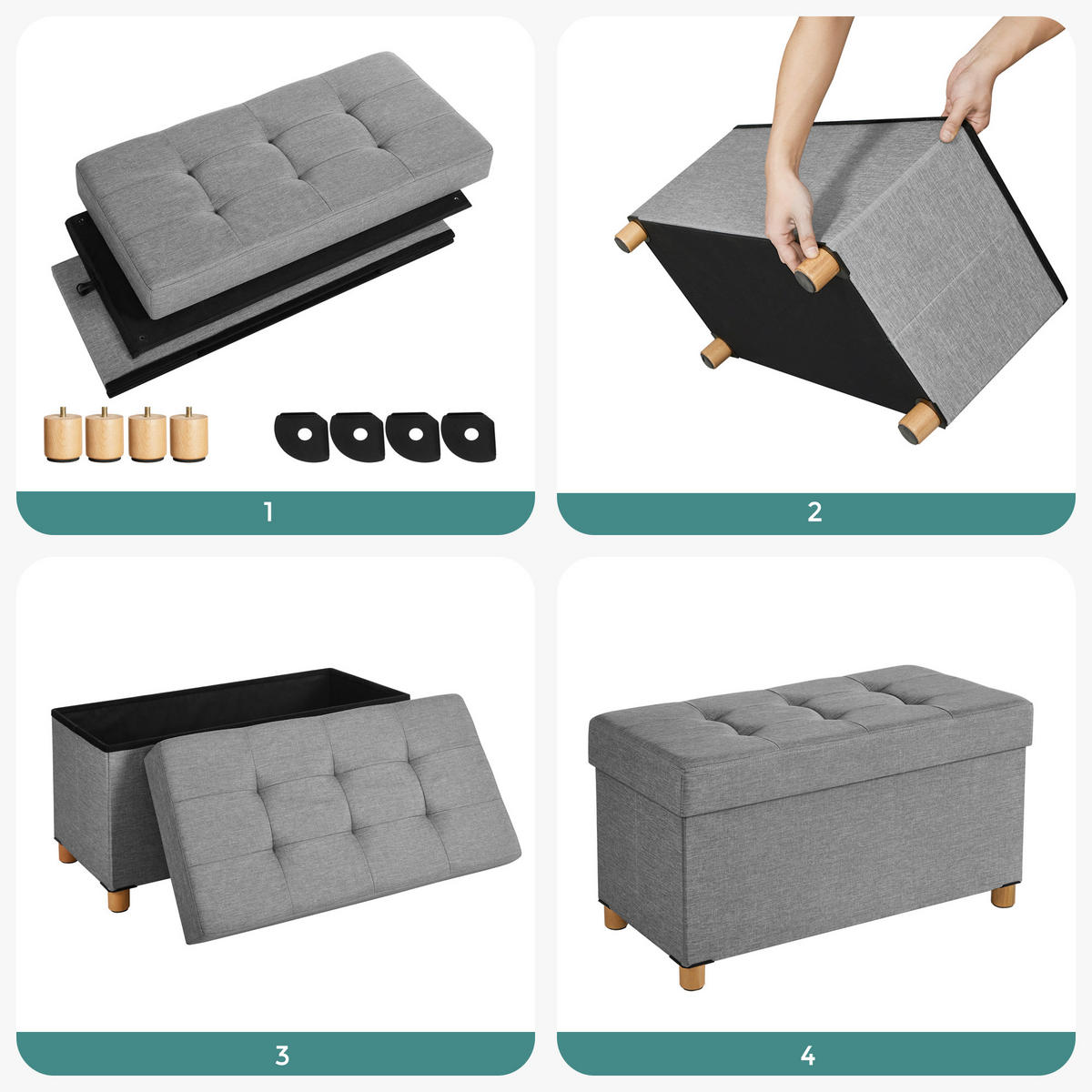 SITZBOX  - Naturfarben/Grau, Basics, Holz/Textil (76/40/38cm)