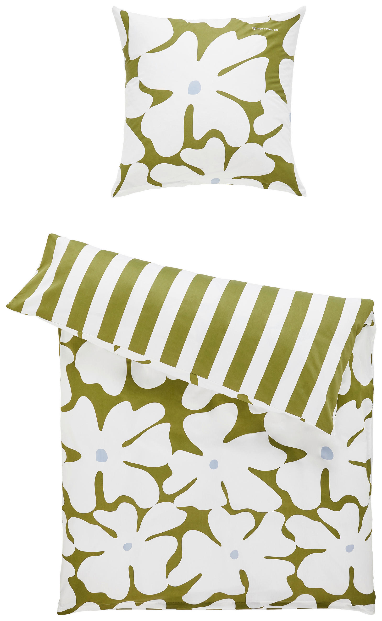 WENDEBETTWÄSCHE FAIRY Satin 135/200 cm  - Weiß/Grün, Trend, Textil (135/200cm) - Tom Tailor