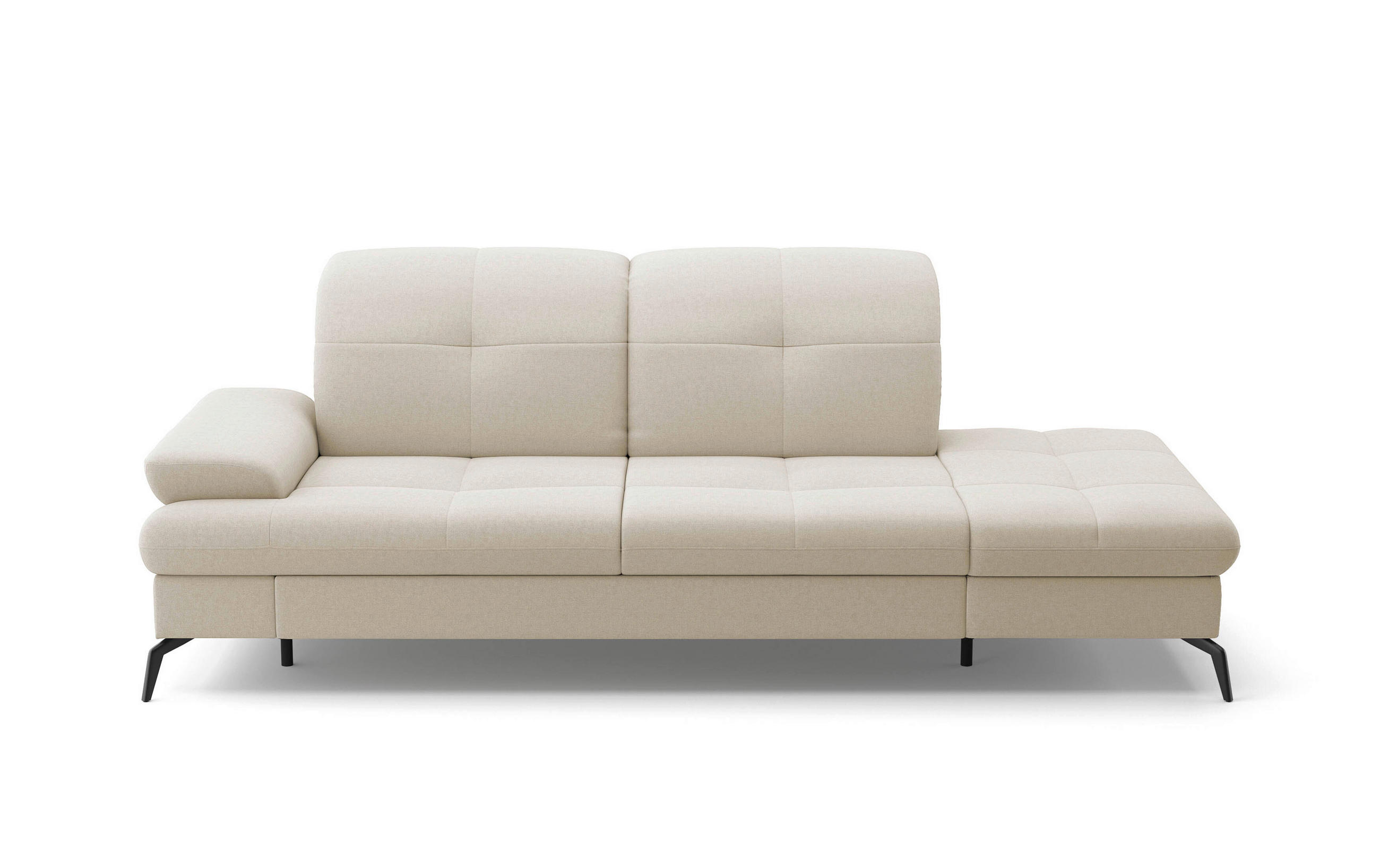 RÉCAMIERE in Flachgewebe Creme - Creme/Schwarz, Konventionell, Textil/Metall (231/90/122cm) - Sit & More