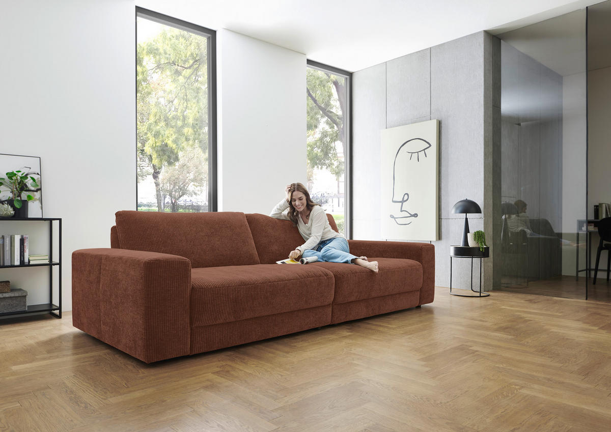 BIGSOFA in Chenille, Jacquard Rostfarben  - Rostfarben/Schwarz, Design, Kunststoff/Textil (270/83/125cm) - Niels Andersson