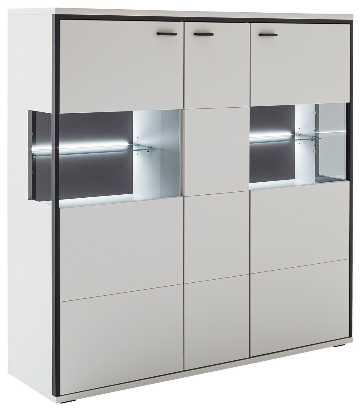 HIGHBOARD  in 134/136/38 cm  - Schwarz/Weiß, Design, Glas/Holzwerkstoff (134/136/38cm) - Stylife