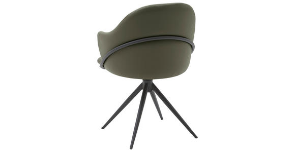 ARMLEHNSTUHL  in Echtleder pigmentiert  - Anthrazit/Grün, Design, Leder (57/84/44,5cm) - Belluti