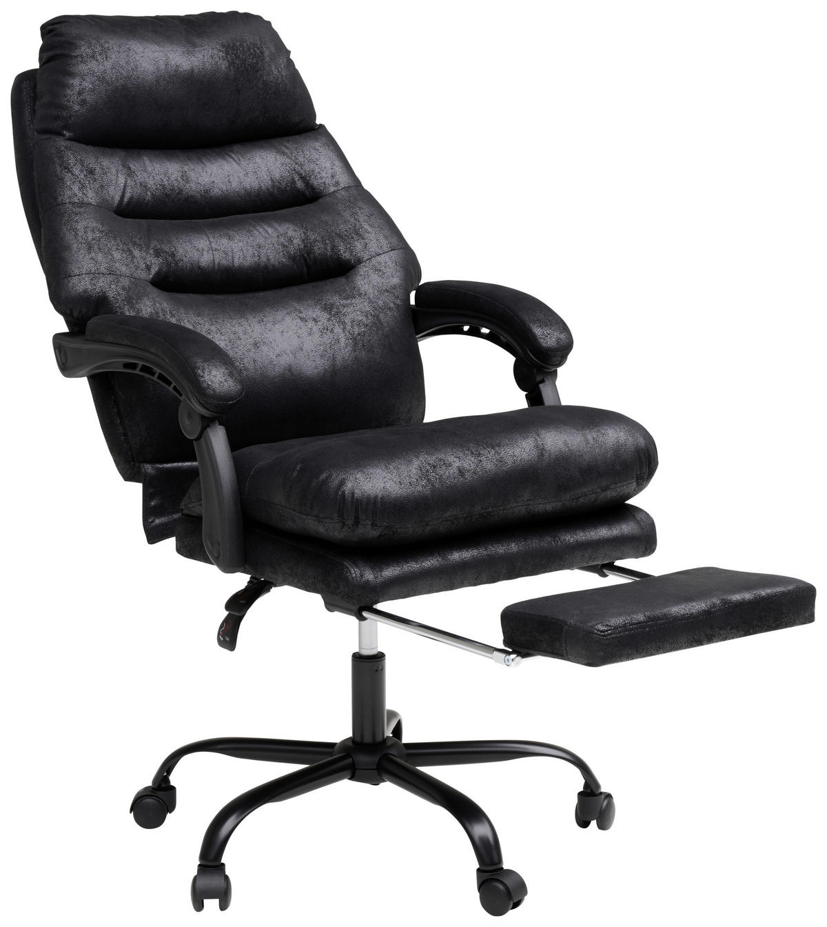 CHEFSESSEL Mikrofaser Schwarz  - Schwarz, Modern, Kunststoff/Textil (64/114/122/72cm) - MID.YOU