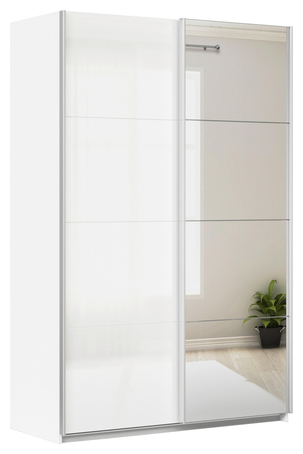 SCHWEBETÜRENSCHRANK  in Weiß  - Alufarben/Weiß, KONVENTIONELL, Glas/Holzwerkstoff (181/210/62cm) - Xora