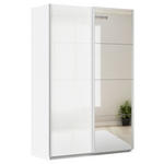 SCHWEBETÜRENSCHRANK  in Weiß, Weiß Hochglanz  - Weiß Hochglanz/Alufarben, KONVENTIONELL, Glas/Holzwerkstoff (136/210/62cm) - Xora