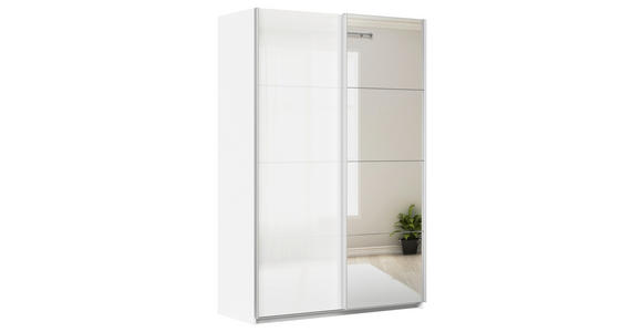 SCHWEBETÜRENSCHRANK  in Weiß  - Alufarben/Weiß, KONVENTIONELL, Glas/Holzwerkstoff (181/229/62cm) - Xora