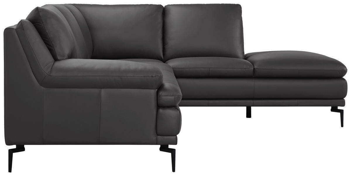 ECKSOFA Grau Echtleder  - Grau, Design, Leder (248/221cm) - MID.YOU