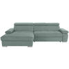 ECKSOFA in Velours Grün  - Silberfarben/Grün, Design, Holz/Textil (183/292cm) - Livetastic