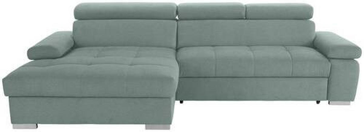 ECKSOFA in Velours Grün  183/292 cm  - Silberfarben/Grün, Design, Holz/Textil (183/292cm) - Livetastic