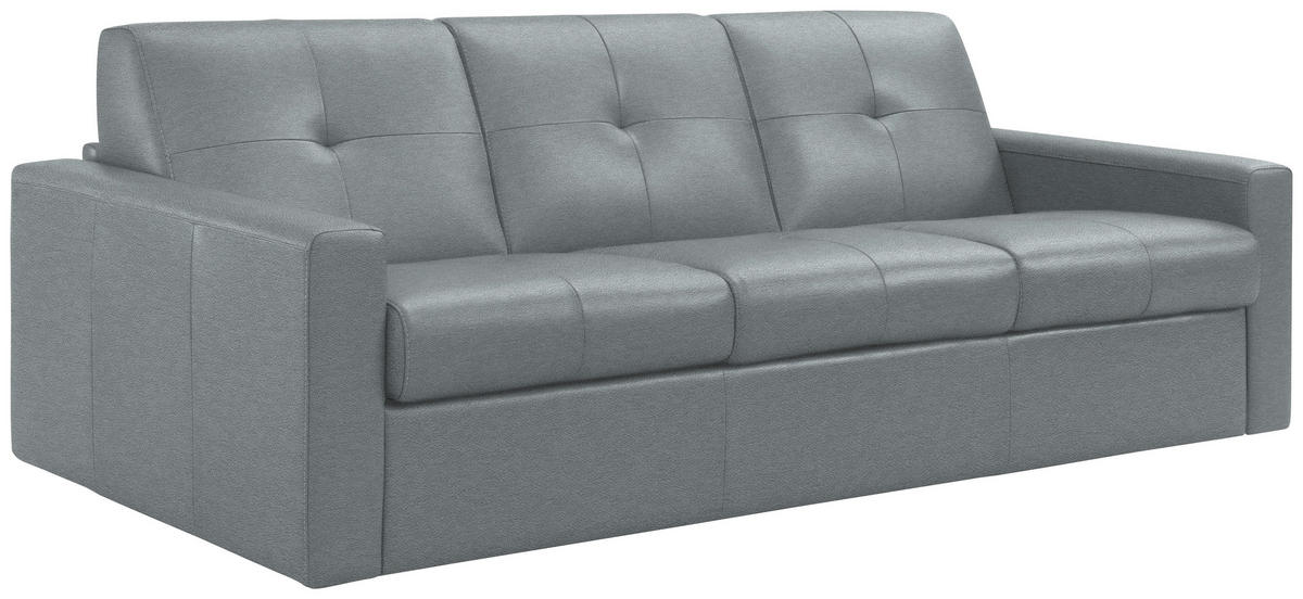 SCHLAFSOFA Silberfarben  - Silberfarben/Schwarz, Konventionell, Leder/Kunststoff (206/81/96cm) - Novel