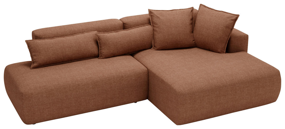 ECKSOFA Chenille Rostfarben  - Rostfarben/Schwarz, Design, Kunststoff/Textil (284/160cm) - Livetastic