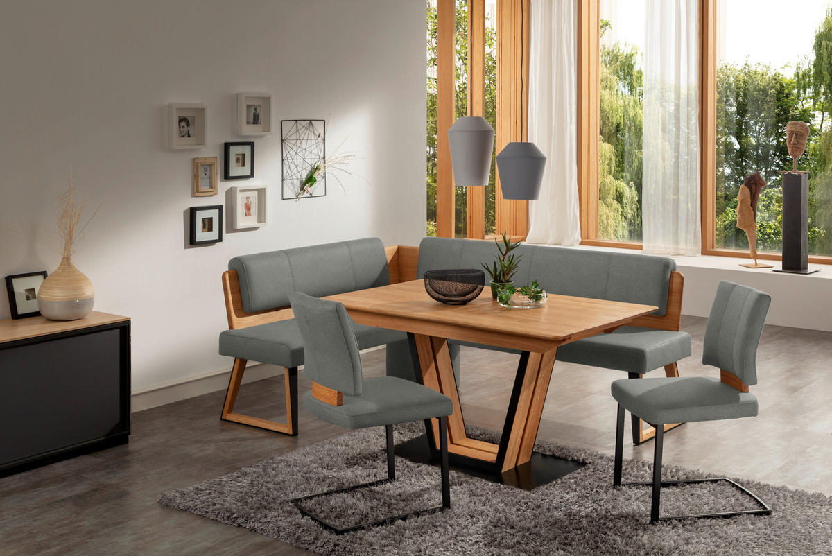 ECKBANK 215/165 cm  in Hellgrau, Wildeiche  - Wildeiche/Hellgrau, Design, Holz/Textil (215/165cm) - Venda