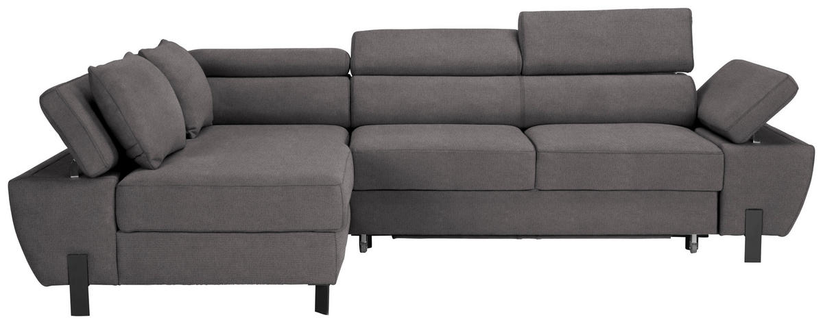 HÖRNSOFFA i vävt tyg mörkgrå  - mörkgrå/svart, Modern, metall/textil (93/90/277cm) - MID.YOU