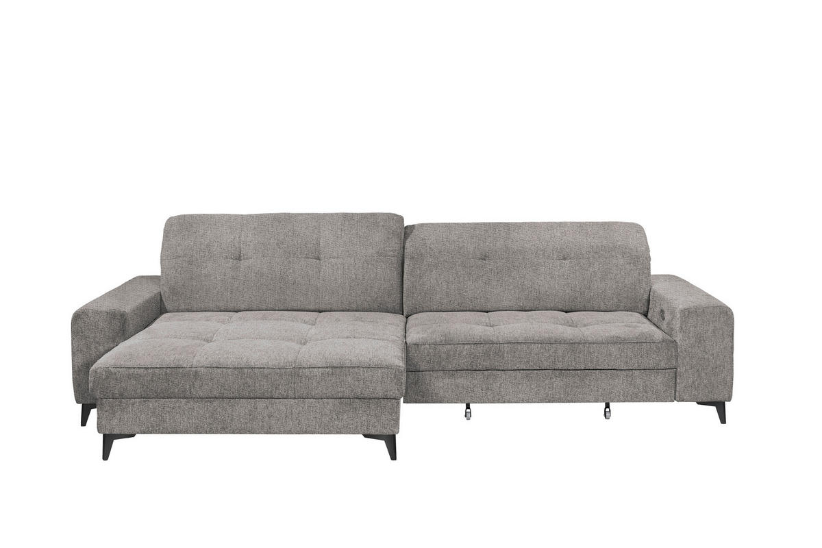 ECKSOFA Chenille Grau  - Schwarz/Grau, Design, Kunststoff/Textil (182/328cm) - MID.YOU
