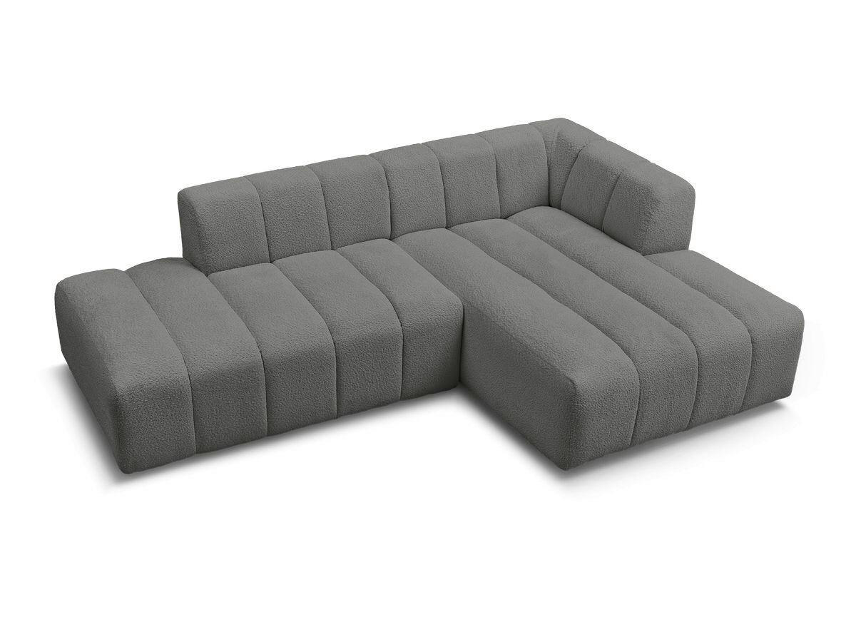 ECKSOFA  ANNECY Dunkelgrau Bouclé  - Dunkelgrau/Schwarz, MODERN, Kunststoff/Textil (262/170cm)