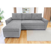 ECKSOFA TERMOLI in Cord Hellgrau  155/231 cm  - Hellgrau/Schwarz, Design, Kunststoff/Textil (155/231cm) - MID.YOU