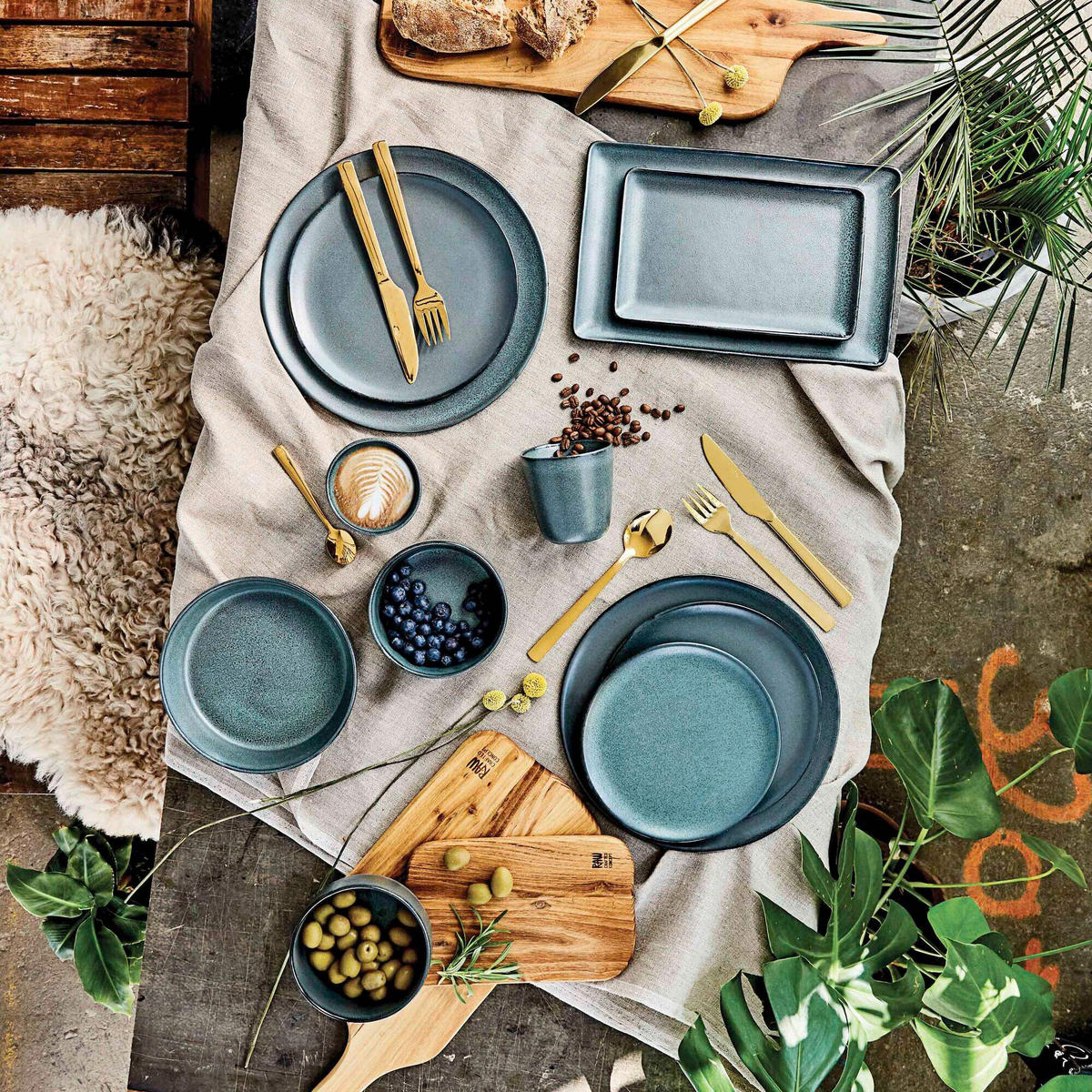 TELLERSET RAW 6-teilig  - Grün, Basics, Keramik (23cm) - Aida