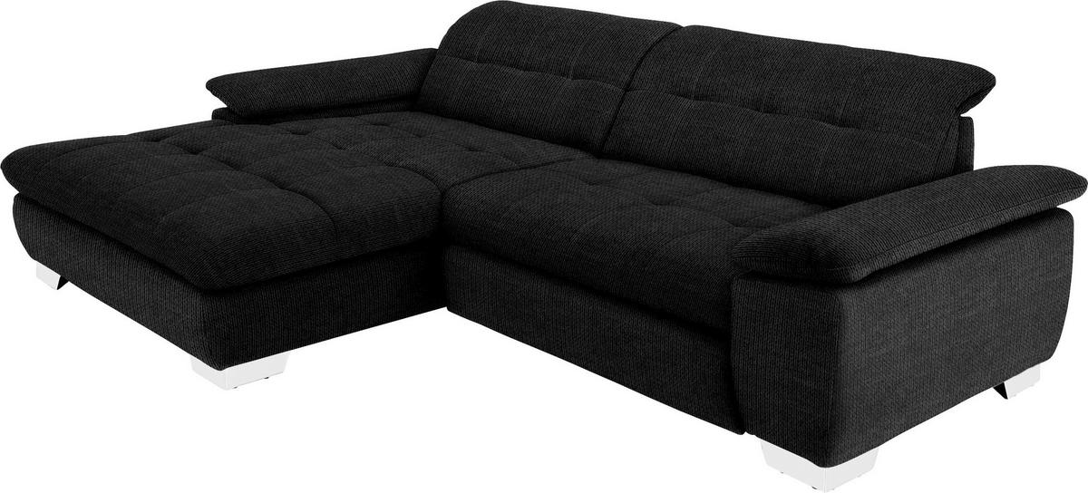 ECKSOFA in Mikrofaser Graphitfarben  - Chromfarben/Graphitfarben, Design, Textil/Metall (180/265cm) - Carryhome