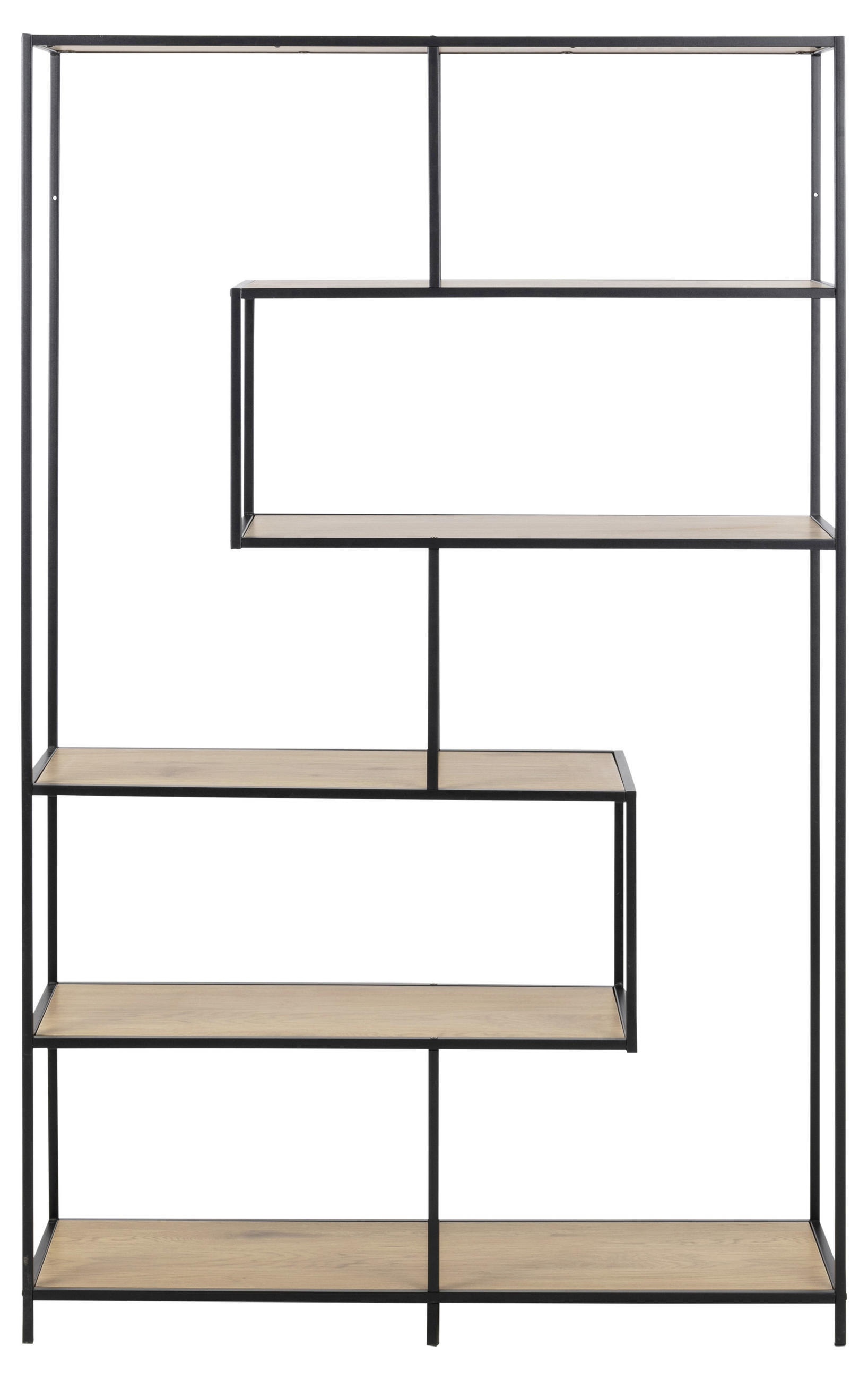 REGAL 114/185/35 cm Schwarz, Eichefarben - Eichefarben/Schwarz, Modern, Holzwerkstoff/Metall (114/185/35cm) - MID.YOU