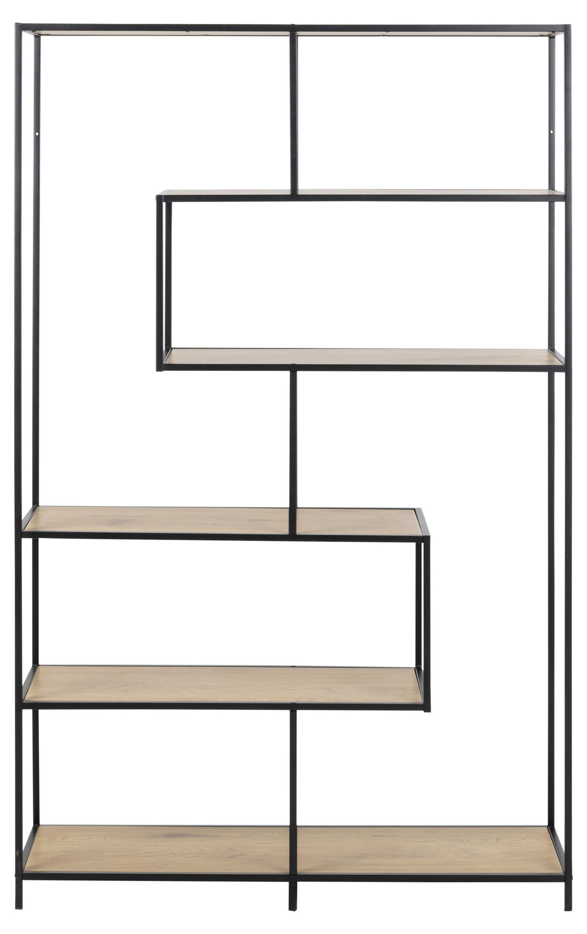 REGÁL, černá, barvy dubu, ocel, 114/185/35 cm - černá/barvy dubu, Moderní, kov/kompozitní dřevo (114/185/35cm) - Dieter Knoll
