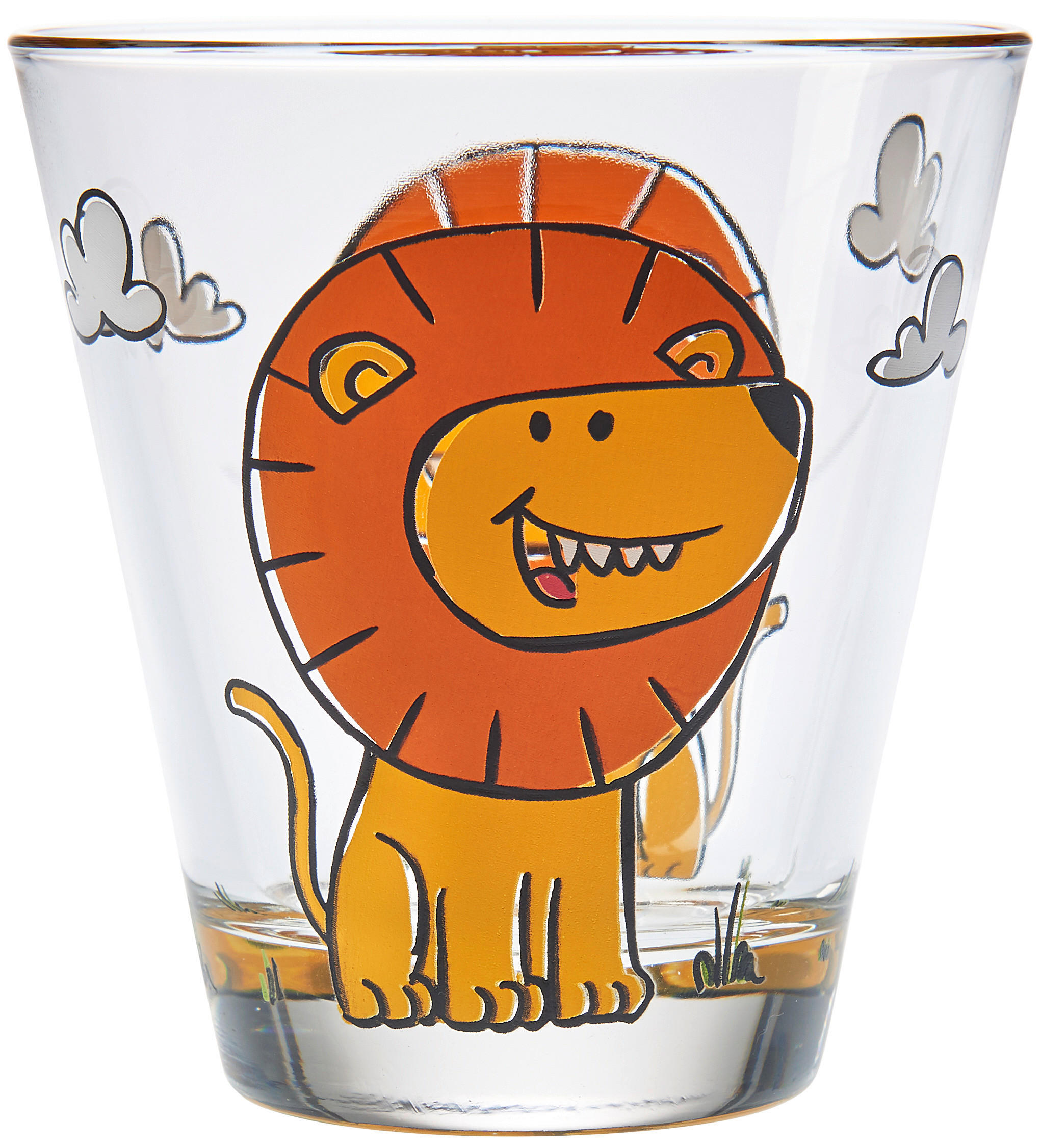 DĚTSKÁ SKLENICE - oranžová/průhledné, Trend, sklo (215ml) - Leonardo
