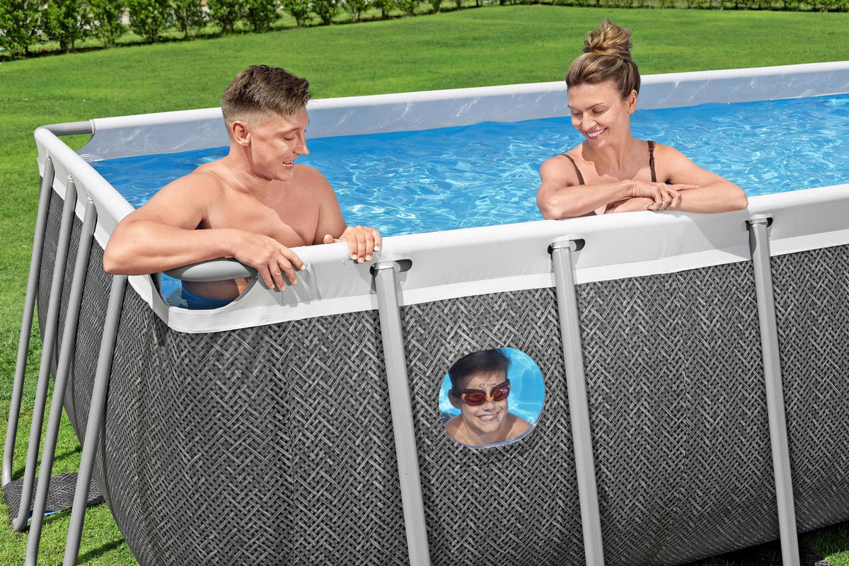 POOL SET 56384  - Blau/Hellblau, KONVENTIONELL, Kunststoff/Metall (488/244/122cm) - Bestway