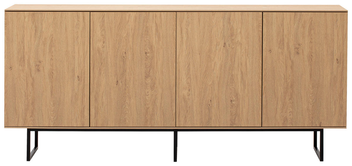 SIDEBOARD  in 200/90/40 cm  - Eichefarben/Schwarz, Design, Holzwerkstoff/Metall (200/90/40cm) - Modante