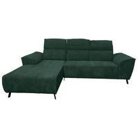 ECKSOFA Dunkelgrün Cord  - Dunkelgrün/Schwarz, KONVENTIONELL, Textil/Metall (196/290cm) - Carryhome